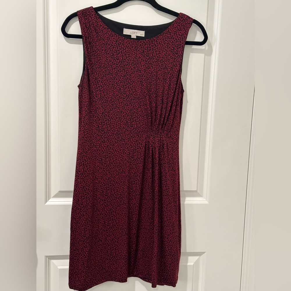 Loft dress, dark red and black.